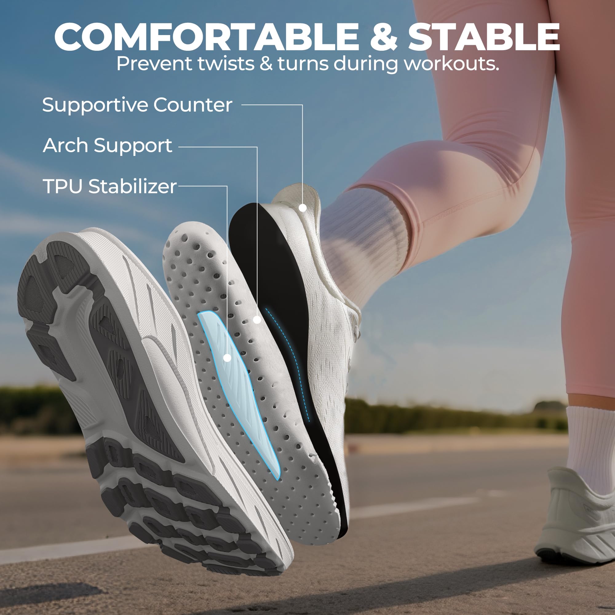 ALLSWIFIT Women's Slip On Stability Walking Shoes Cushioning Hands Free Non-Slip Breathable Comfortable Workout Tennis Running Gym StediBase Fashion Sneakers - Image 6