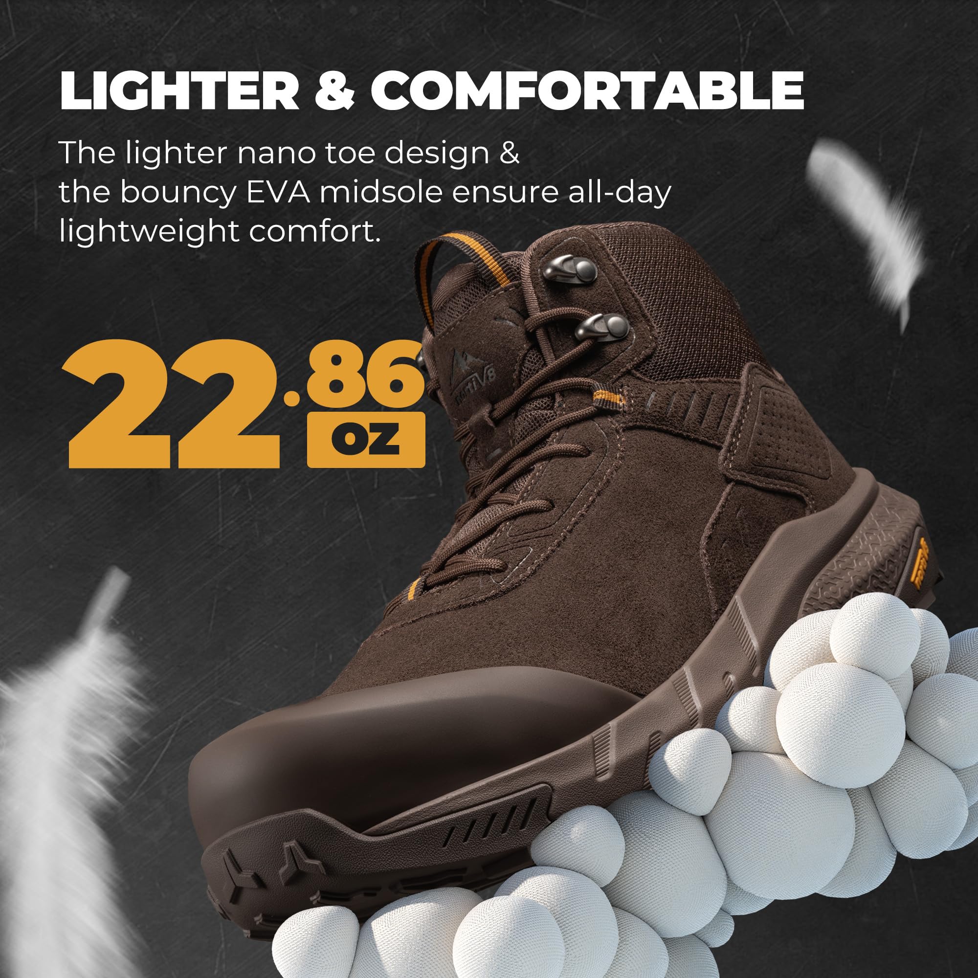 NORTIV 8 Composite Toe Boots for Men – Waterproof Lightweight Non-Slip ASTM F2412-24 & ASTM F2913-24 Safety Work Boots for Warehouse & Construction, VaporGuard-Nano - Image 5