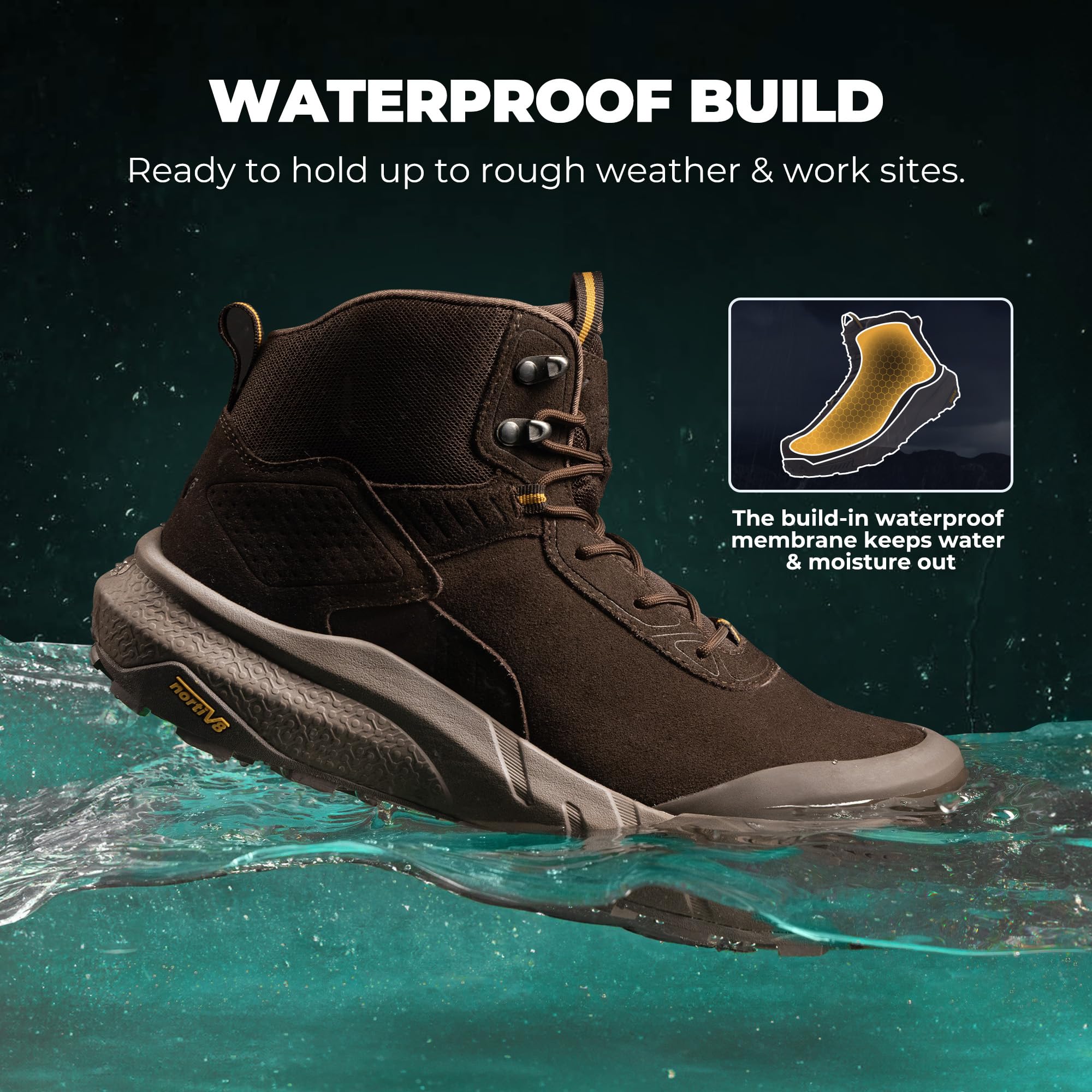 NORTIV 8 Composite Toe Boots for Men – Waterproof Lightweight Non-Slip ASTM F2412-24 & ASTM F2913-24 Safety Work Boots for Warehouse & Construction, VaporGuard-Nano - Image 7