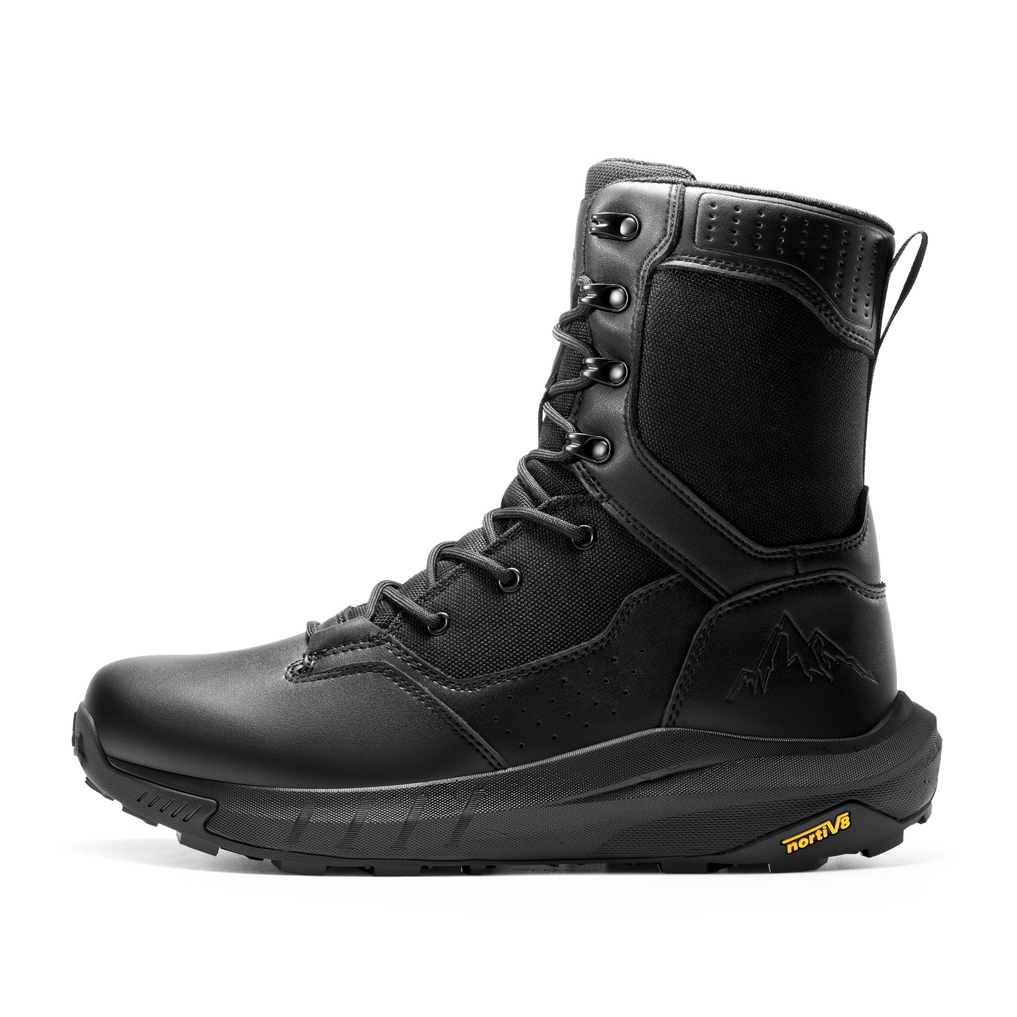 NORTIV 8 Men's Breathable Military Tactical Combat Boots Side Zipper Arch Support Leather Lightweight Motorcycle Work Hiking Boots 8 Inches DesertStorm - Image 8