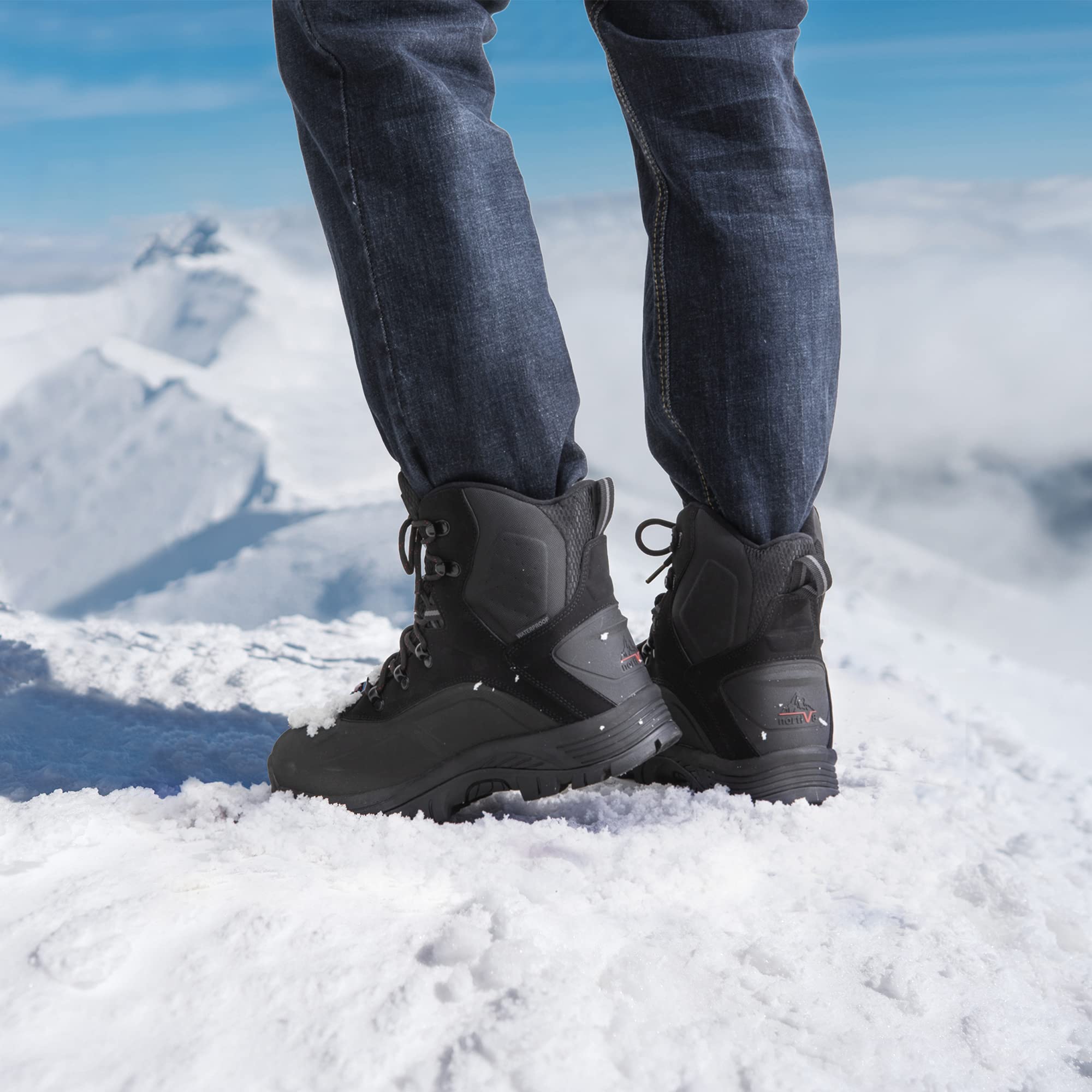 NORTIV 8 Men's Insulated Waterproof Construction Hiking Winter Snow Boots - Image 3