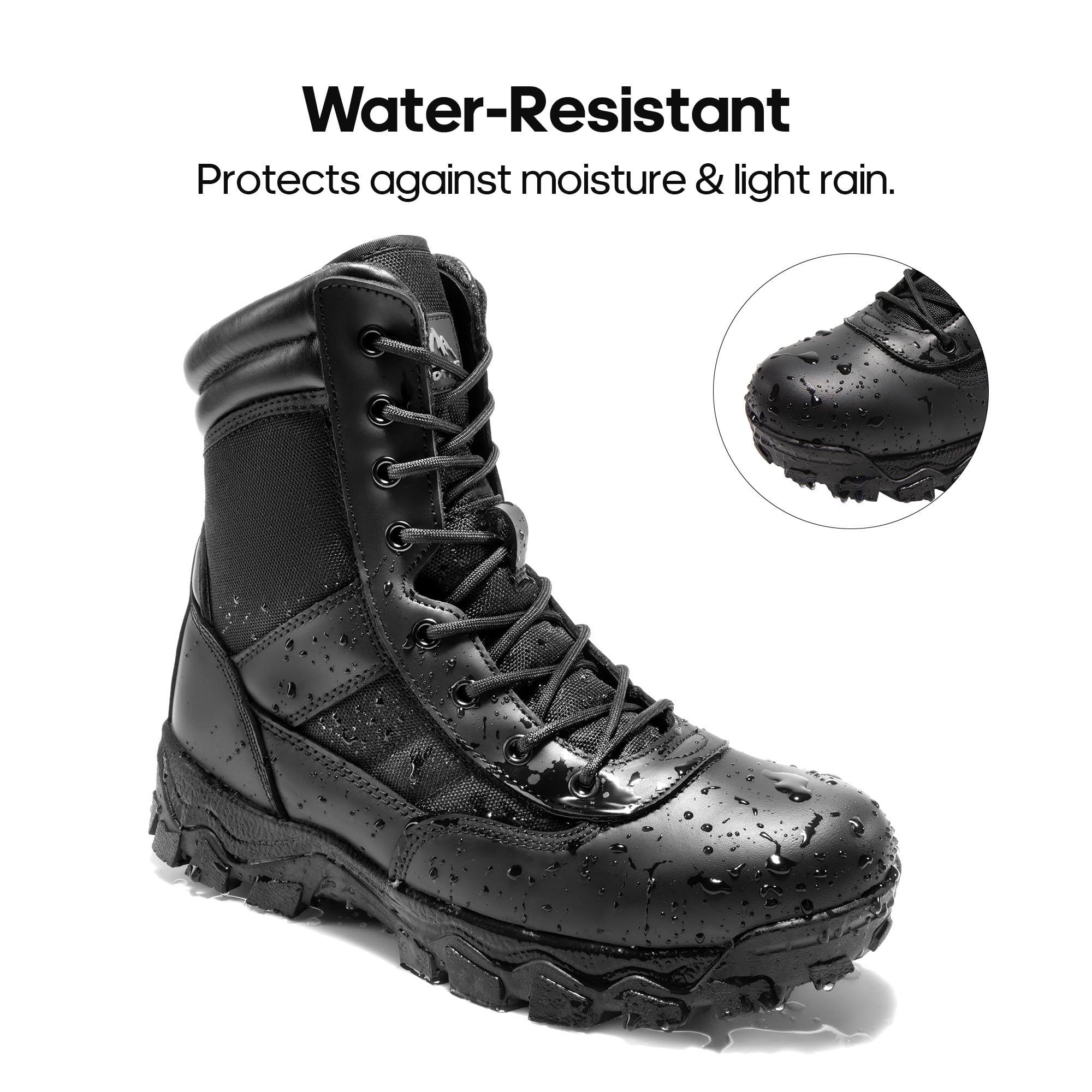 NORTIV 8 Men's Tactical Military Work Boots Side Zipper Outdoor Motorcycle Combat Boots 8 Inches 2.0 Trooper-pro - Image 4