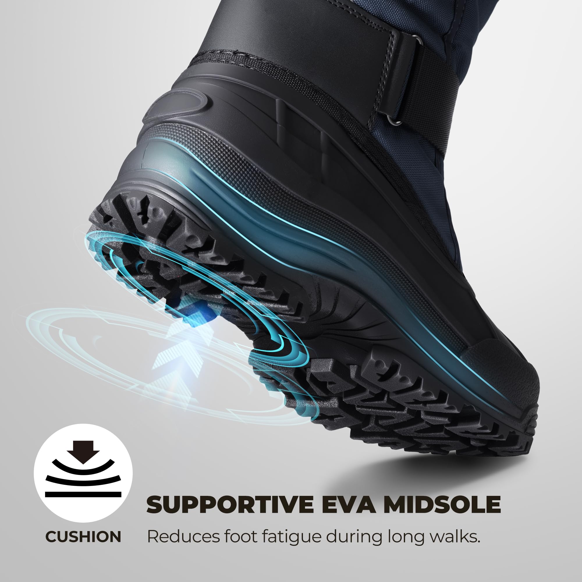 NORTIV 8 Men's Waterproof Winter Snow Boots Insulated Fur Liner Lightweight Outdoor Tall Boots - Image 6