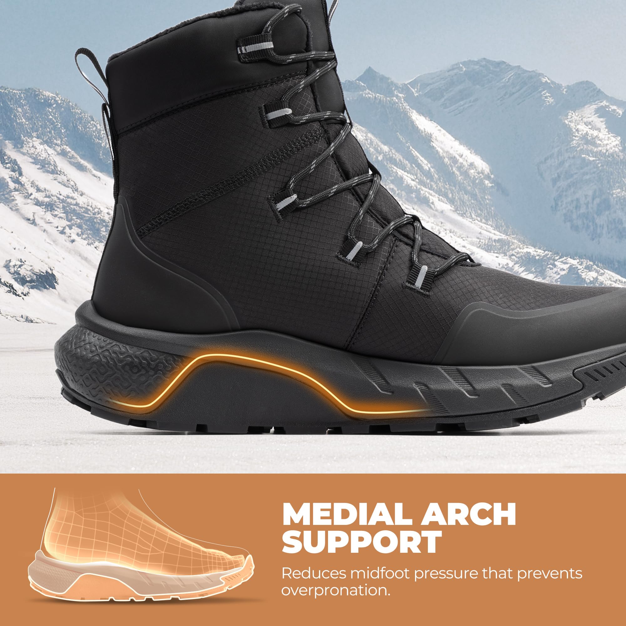 NORTIV 8 Men's Wide Winter Boots Grip on Snow Ice Insulated Waterproof Lightweight Comfortable Hiking Outdoor Boots - Image 7