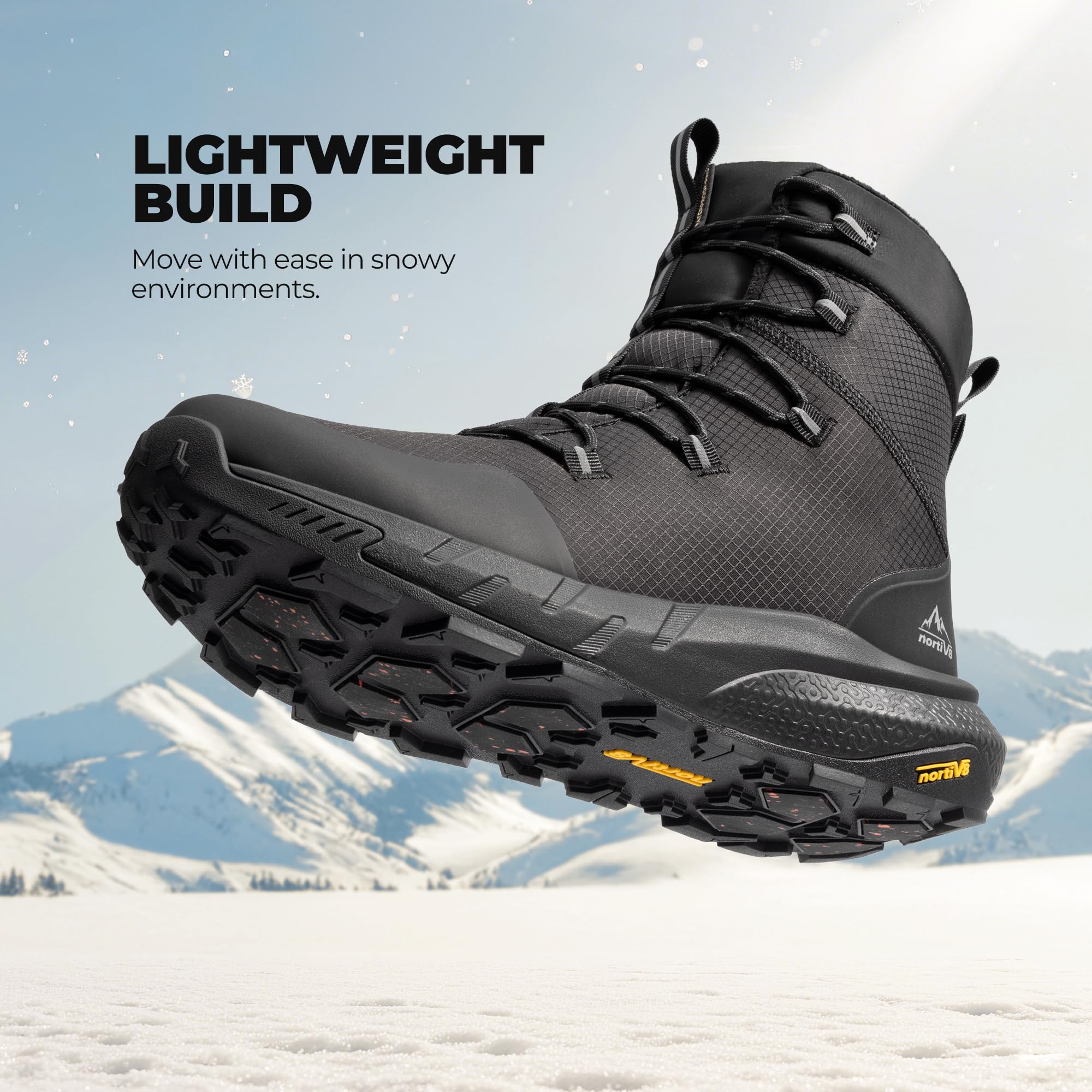 NORTIV 8 Men's Wide Winter Boots Grip on Snow Ice Insulated Waterproof Lightweight Comfortable Hiking Outdoor Boots - Image 8