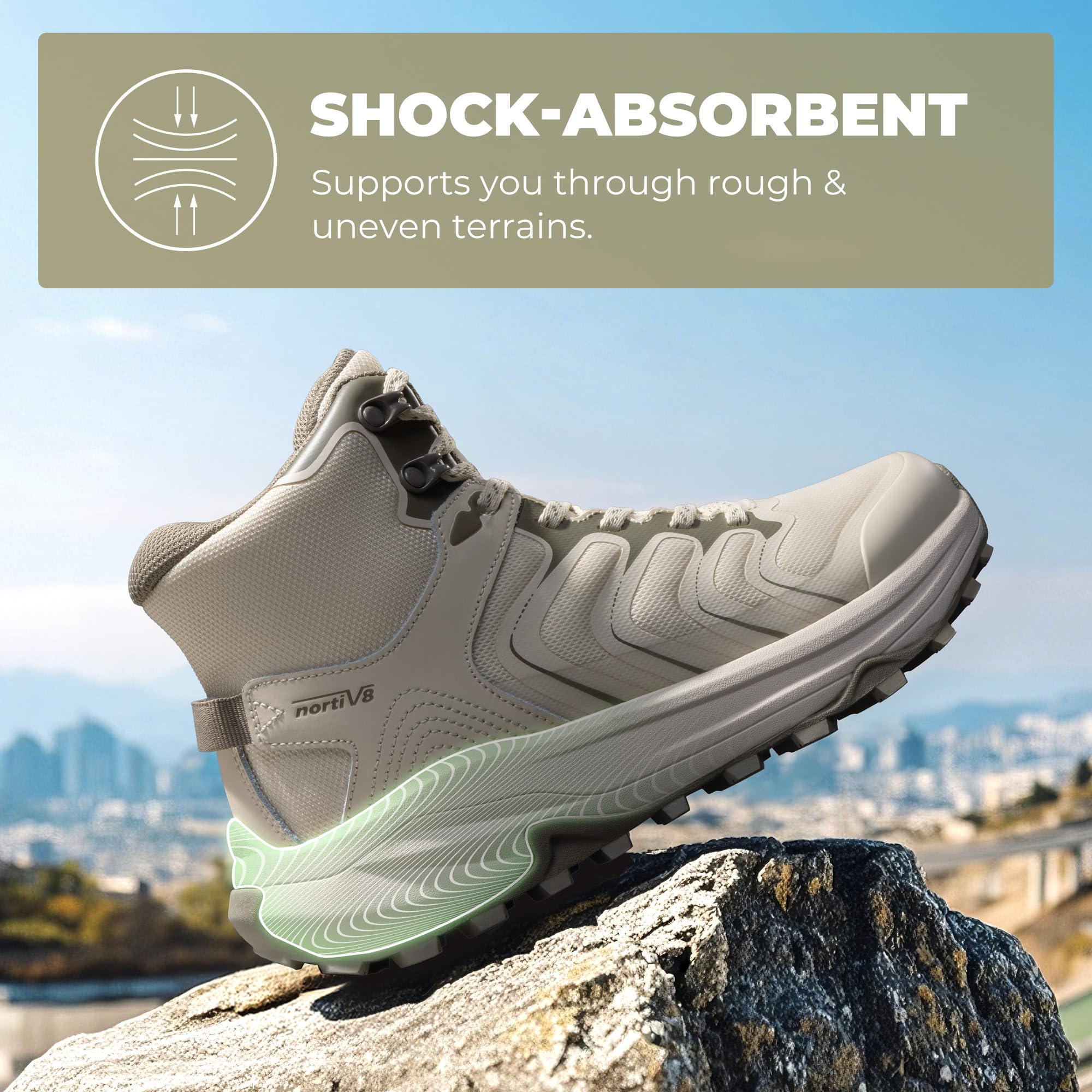 NORTIV 8 Women's Hiking Boots Waterproof with Arch Support Sneakers Walking Outdoor Comfortable Lightweight Boot Echo Mid - Image 4